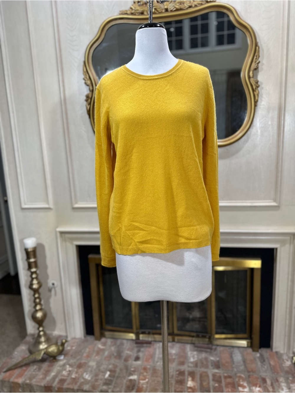 Ellen Tracy Sweater XL 100% Cashmere Yellow Quiet Luxury Old Money
